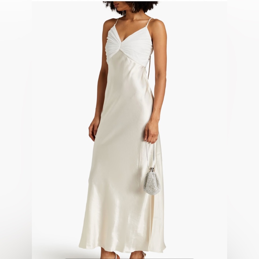 NWT Frame Satin/Georgette Pleated Cami Maxi Dress size small